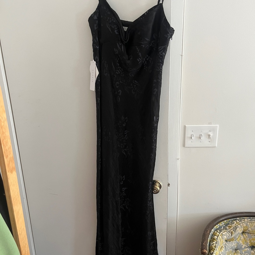 Azazie Black Floral Slip Maxi Dress - Picture 3 of 6